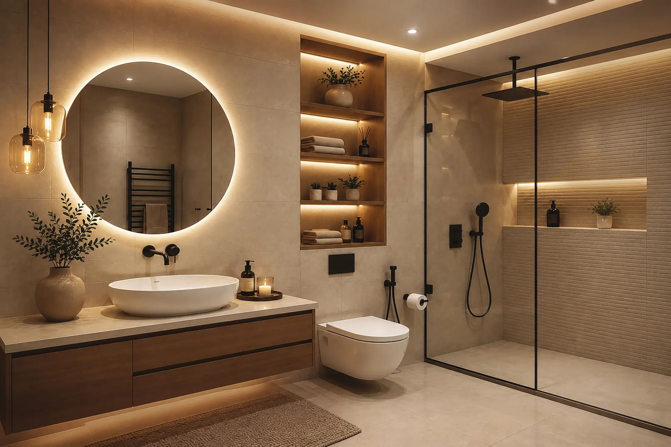 Elegant bathroom with quirky fitments